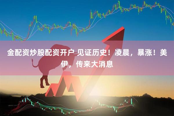 金配资炒股配资开户 见证历史！凌晨，暴涨！美伊，传来大消息