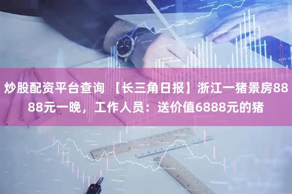 炒股配资平台查询 【长三角日报】浙江一猪景房8888元一晚，工作人员：送价值6888元的猪